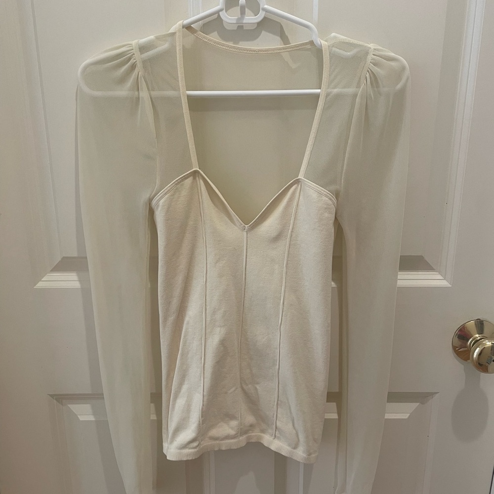 Free People Cream Sheer Top